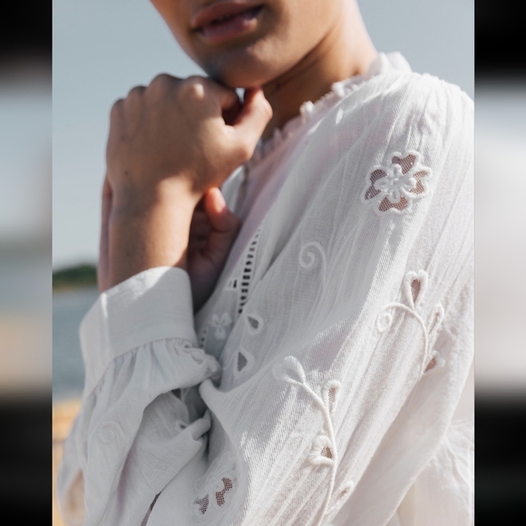 Lace romantic shirt, Ecru, size XL - Picture 3 of 10